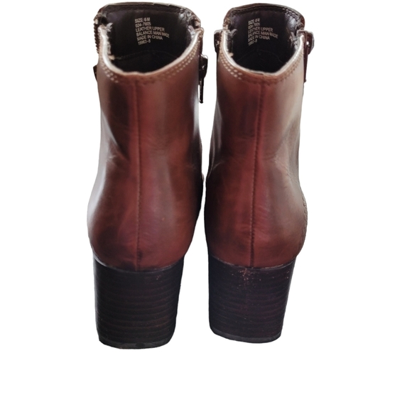 VINTAGE 90s Chunky Brown Leather Ankle Boot Womens Size 6 - Picture 5 of 7